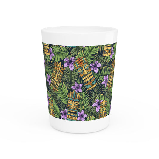 Ceramic Shot Glass - Tiki Purple Greenery