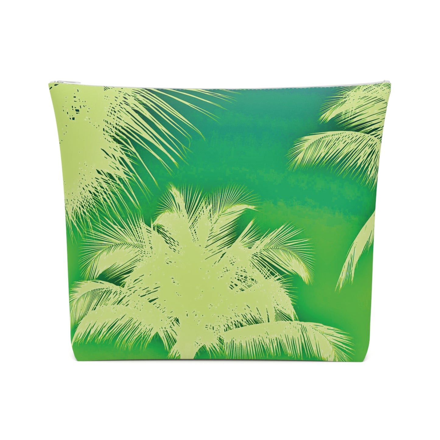Tropical Cotton Cosmetic Bag, Makeup Pouch, 5 Sizes / Palm Glow, Green