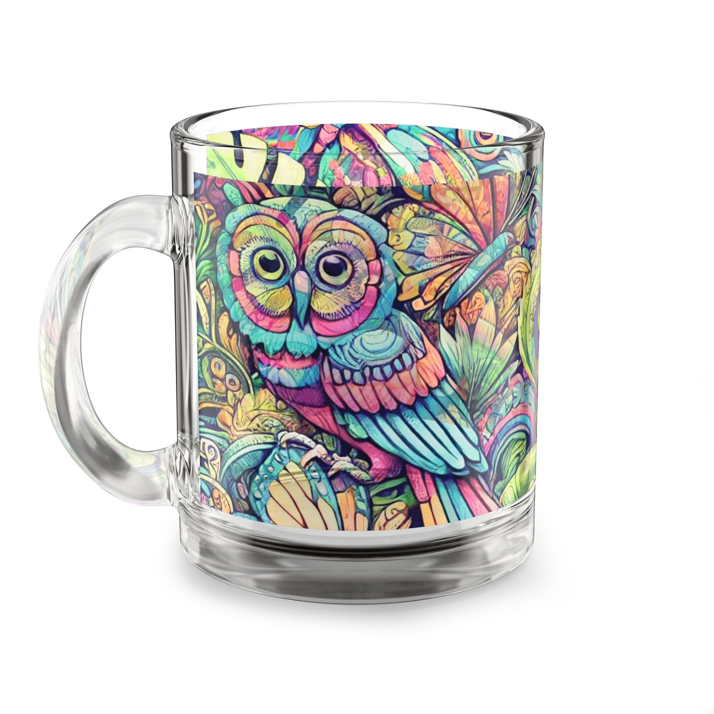 Tropical Glass Mug - 10oz Coffee Cup / Rainforest Funday