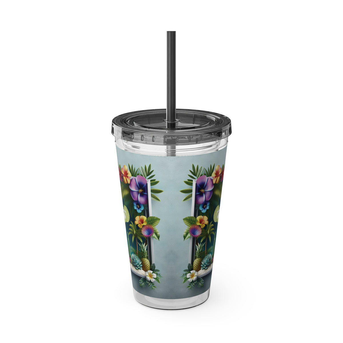 Tropical Tumbler with Straw | 16oz Colorful Travel Cup / Tropical Margarita