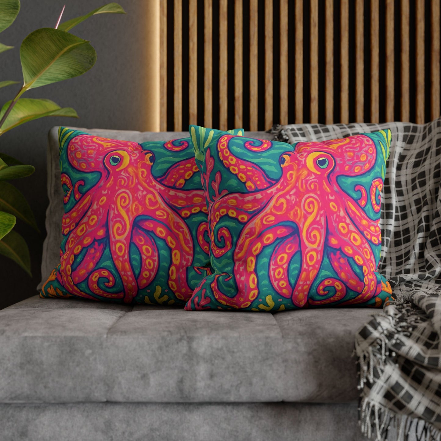 Faux Suede Square Pillowcase - Red Kraken Joe