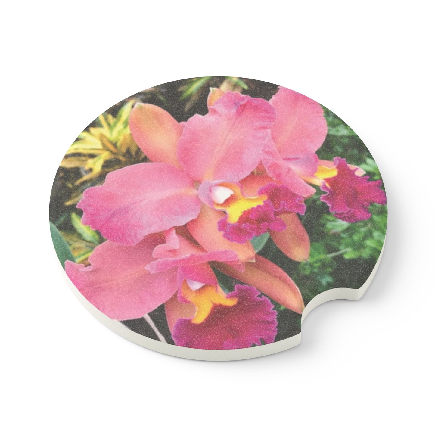 Soapstone Car Coaster - Pink Orchid Trio