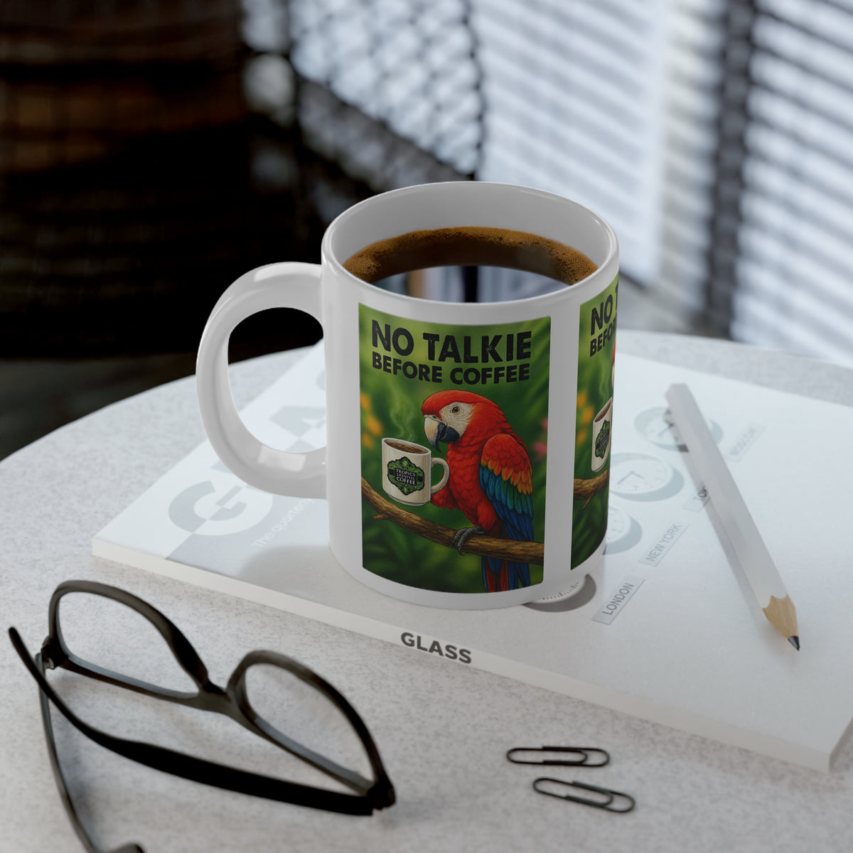 Jumbo Mug, 20oz, No Talkie Before Coffee | Tropical Coffee Cup