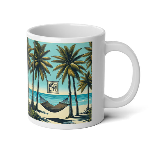 Jumbo Mug, 20oz, Hammock on the Beach | Tropical Coffee Cup, Gift for Beach Lovers
