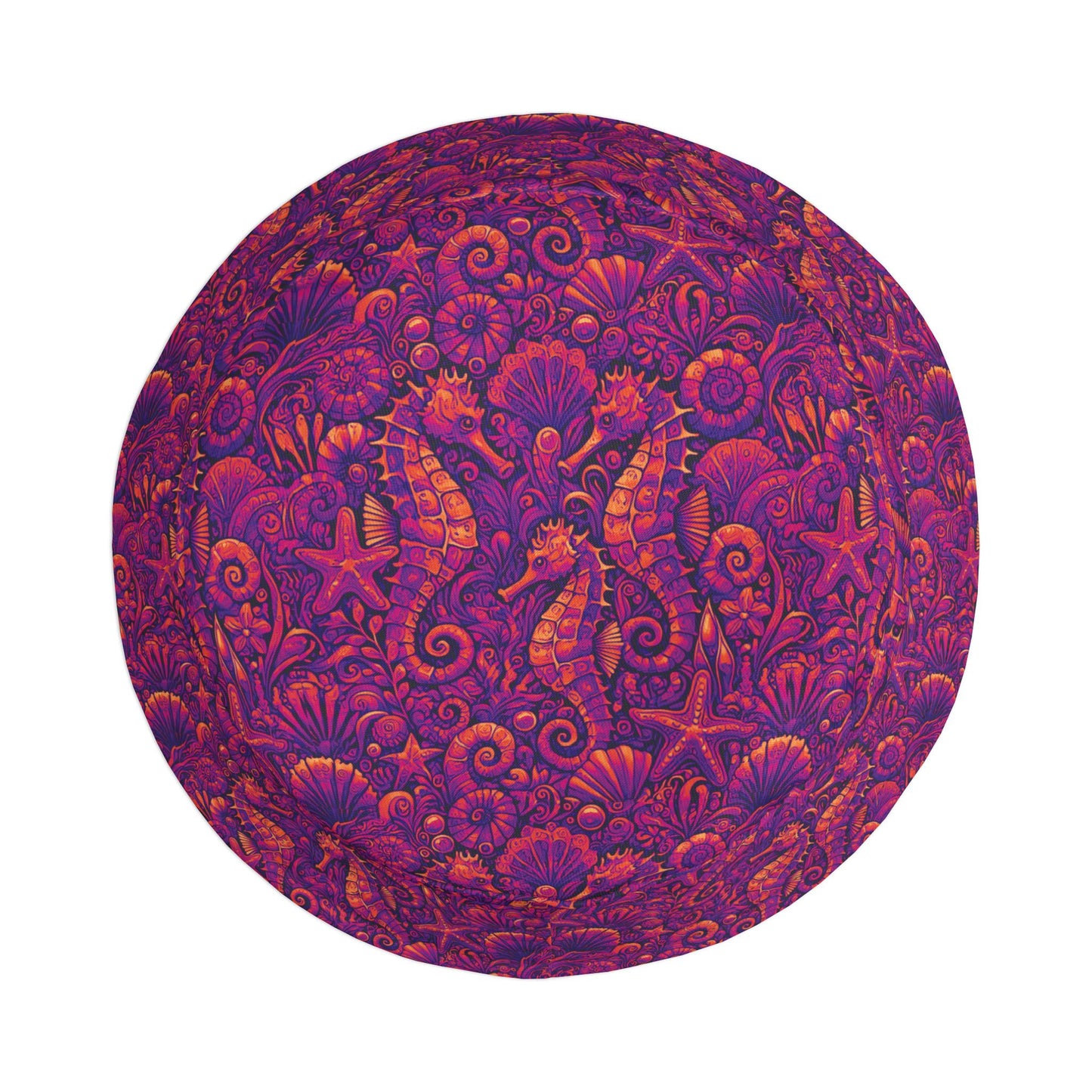 Tropical Polyester Bucket Hat, 2 Sizes - Seahorses Hot Pink