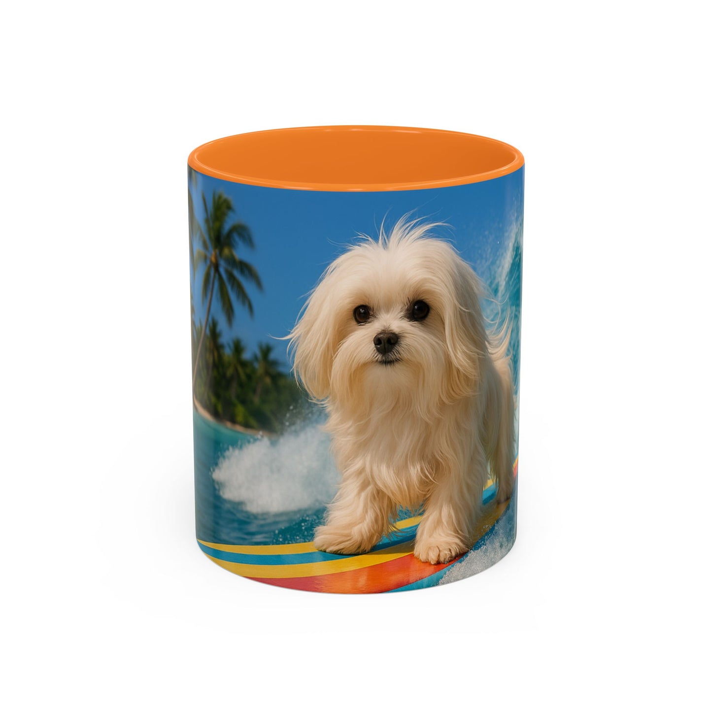 Vibrant Beach Coffee Mug - 11oz & 15oz / Puppy Ariel the Dog Surfer