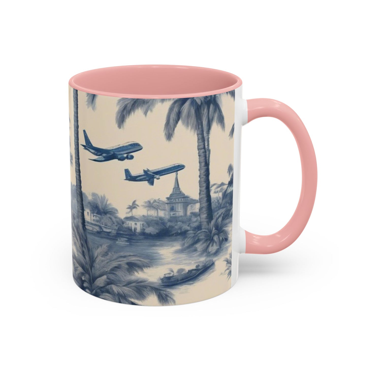 Accent Coffee Mug (11, 15oz), Tropical Travel Toile, Various Colors