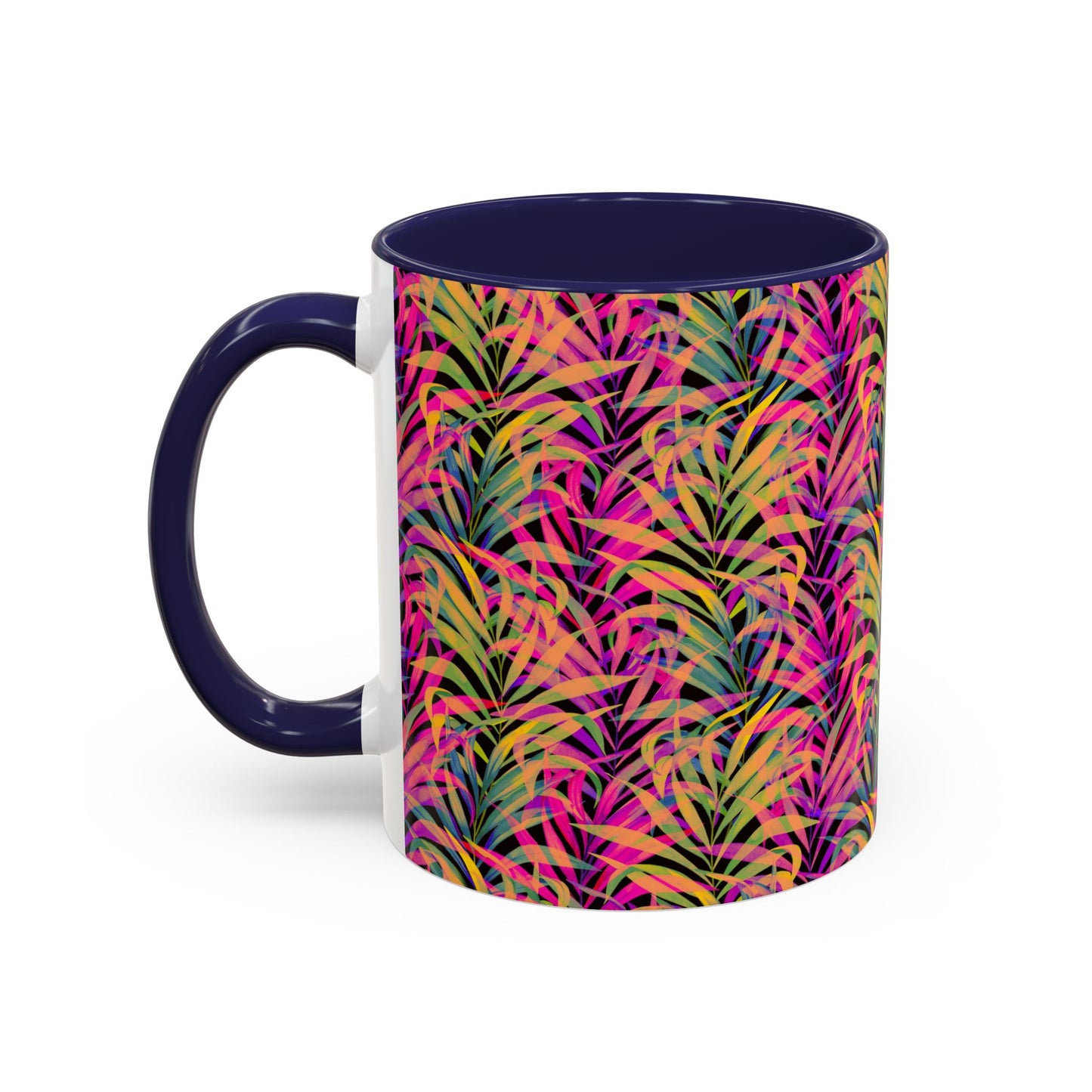 Accent Coffee Mug (11, 15oz), Rainbow Fronds / Various Colors