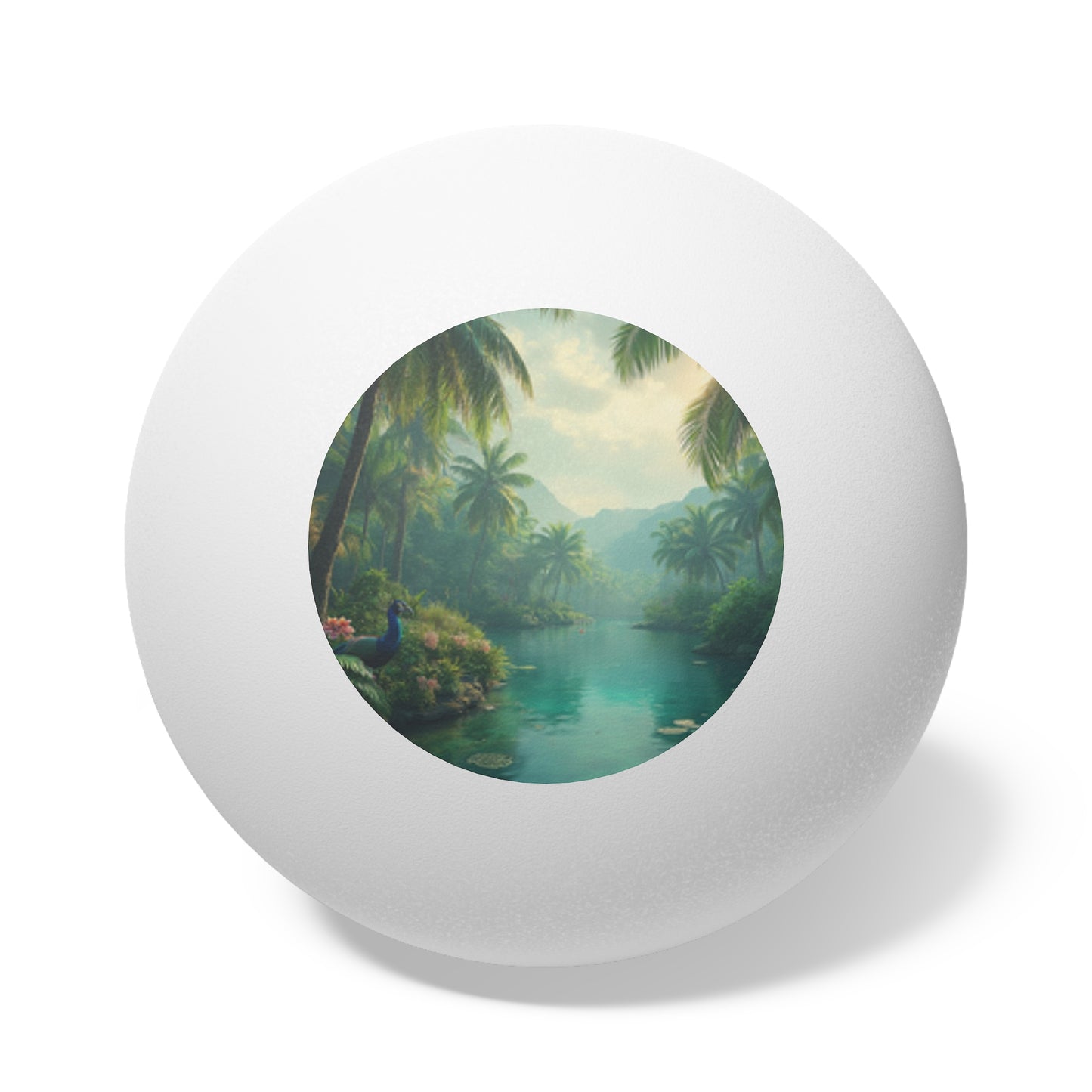 Tropical Paradise Ping Pong Balls - 6 Pack with Rainforest River Peacock