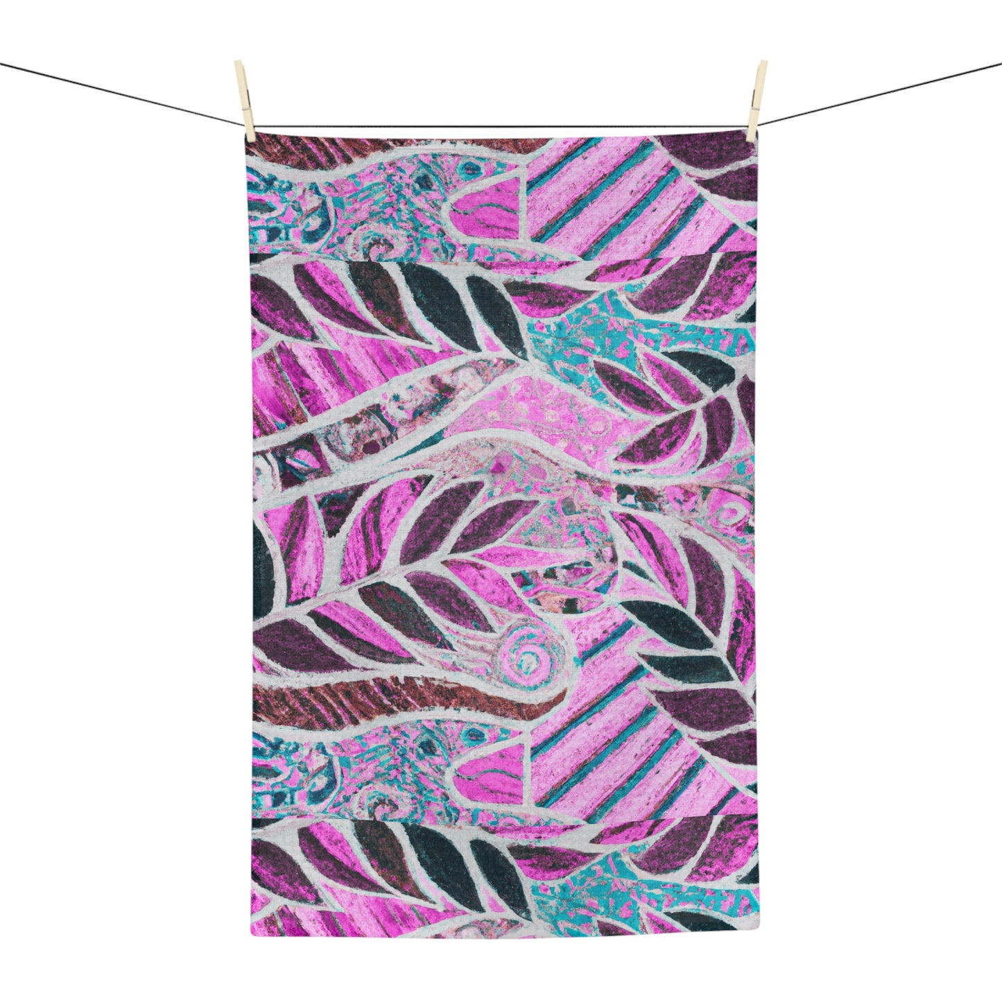 Microfiber Coffee/Tea Towel — Botanical Amazon Whimsy, pink