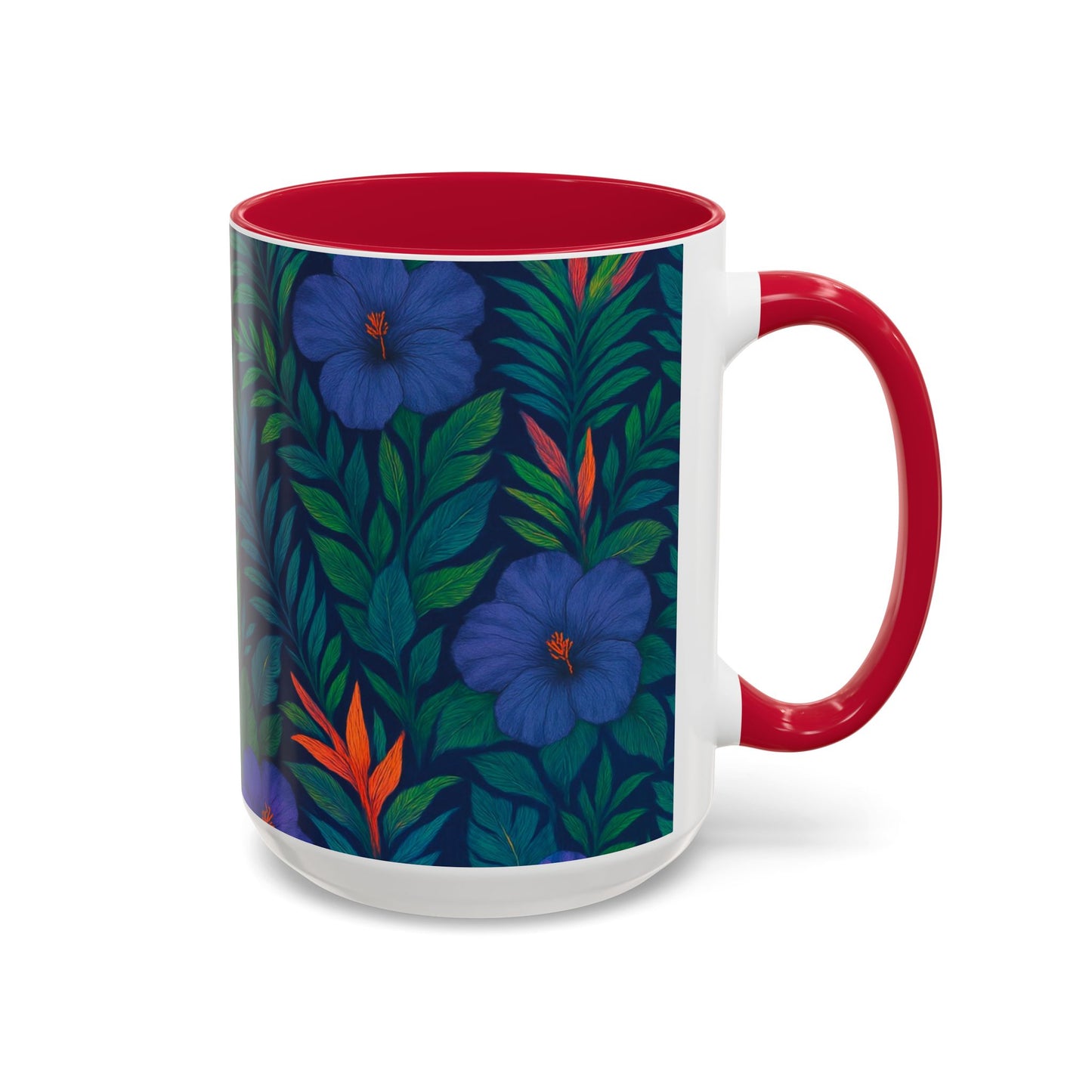 Vibrant Floral Coffee Mug - 11oz & 15oz / Midnight Flower Coral