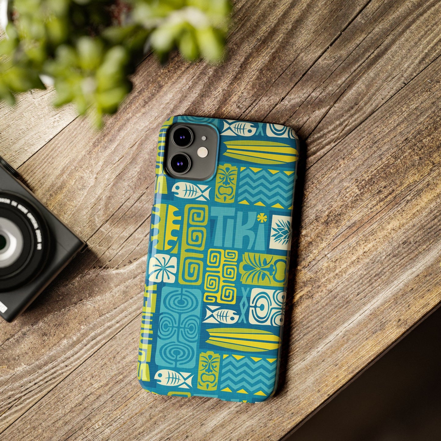 Slim Phone Cases - Tiki Poster Blue