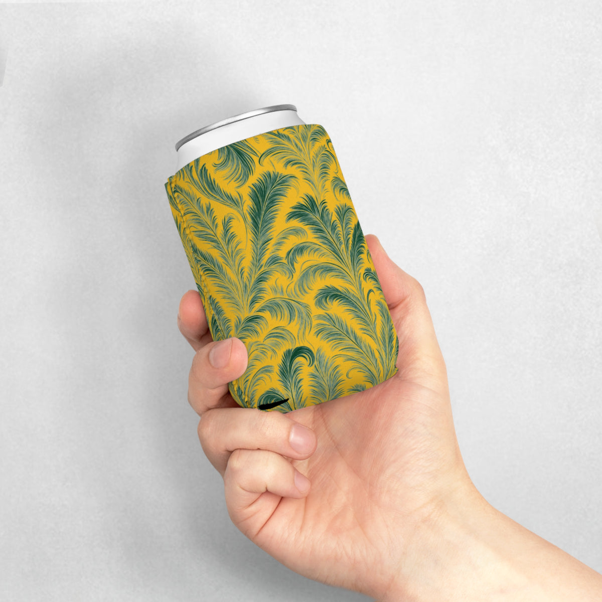 Rocco Greens/Yellow Can Cooler Sleeve - Perfect for Outdoor Picnics