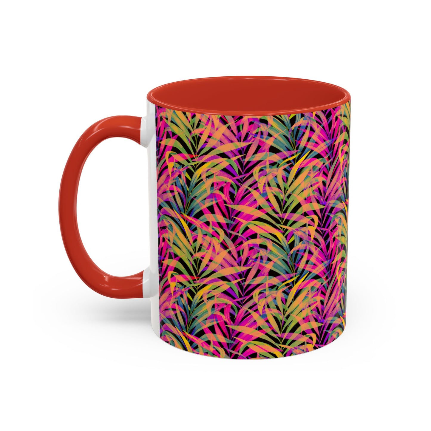 Accent Coffee Mug (11, 15oz), Rainbow Fronds / Various Colors