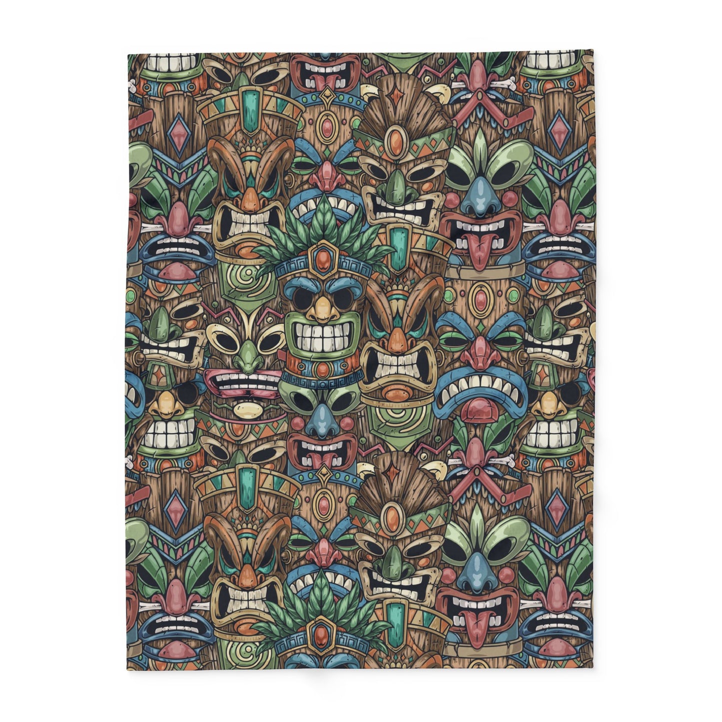 Tiki Legends Fleece Blanket - Colorful Tropical Design