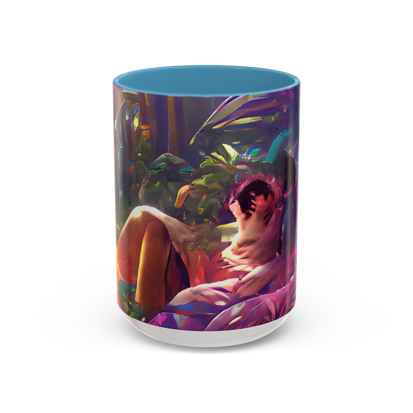 Accent Coffee Mug (11, 15oz) - Midnight Kiss in Tropical Garden