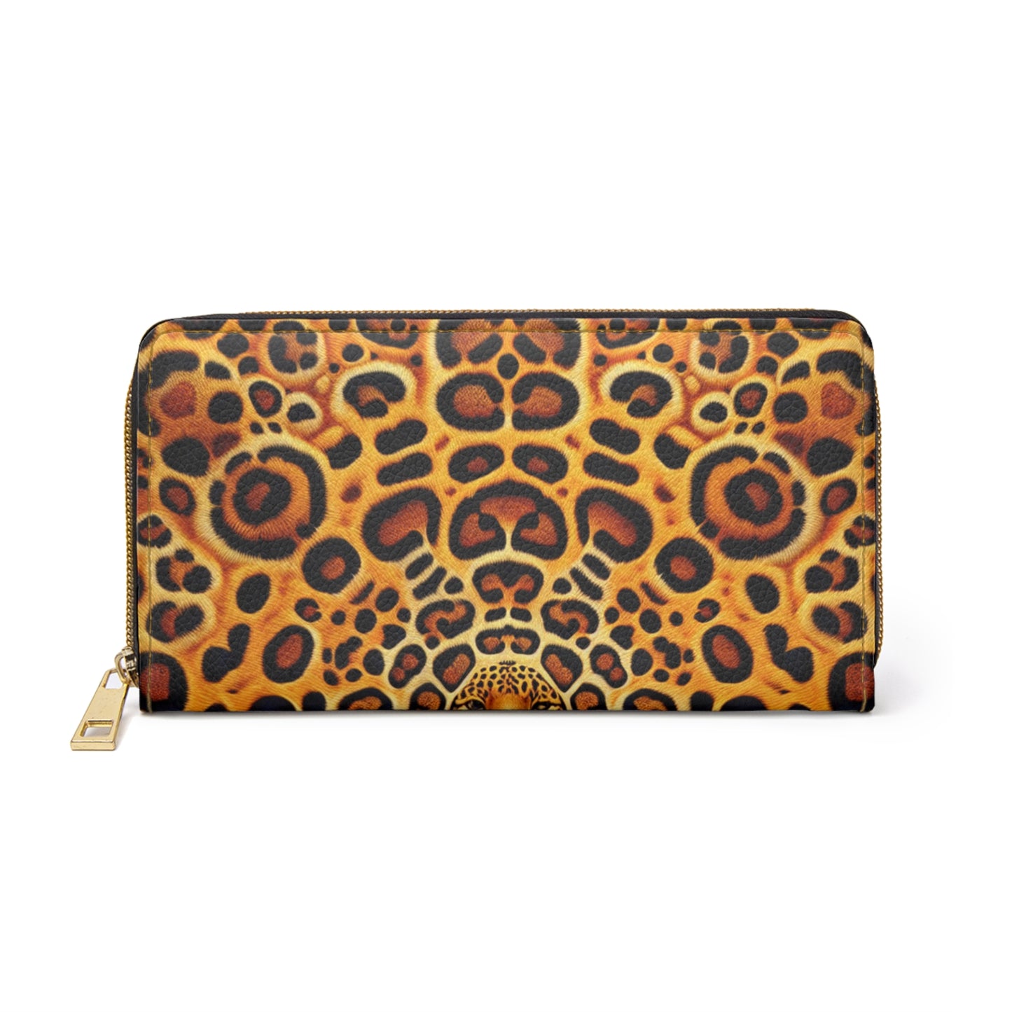 Tropical Zipper Wallet, Faux Leather / Vibrant Clutch / Jaguar Spots
