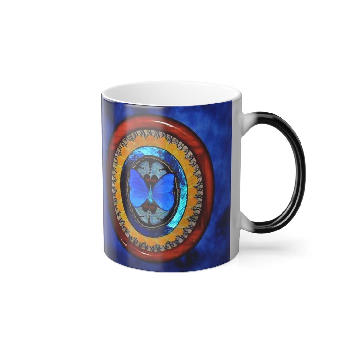 Color Morphing Mug, 11oz, Oval Real Butterfly Wing Art