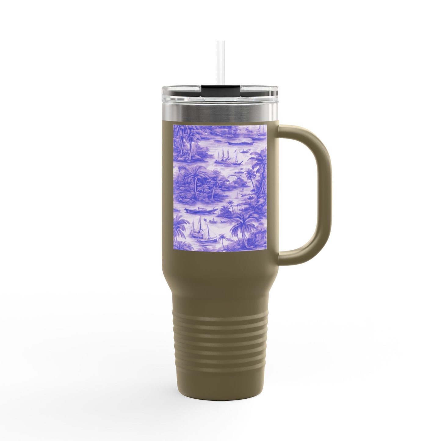 Insulated Travel Mug, 40oz / Tropical Toile, Amethyst - Perfect for Outdoor Adventures