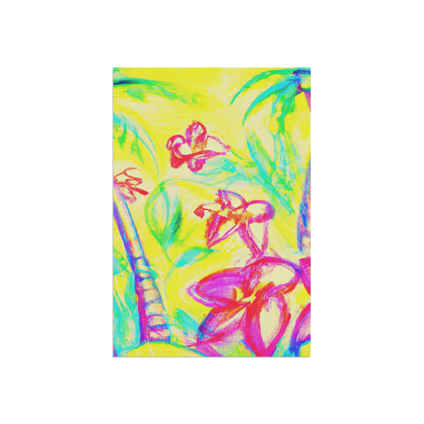 Tropical Garden Flag - Perfect for Outdoor Decor / Beach Tropical Doodles, Yellow