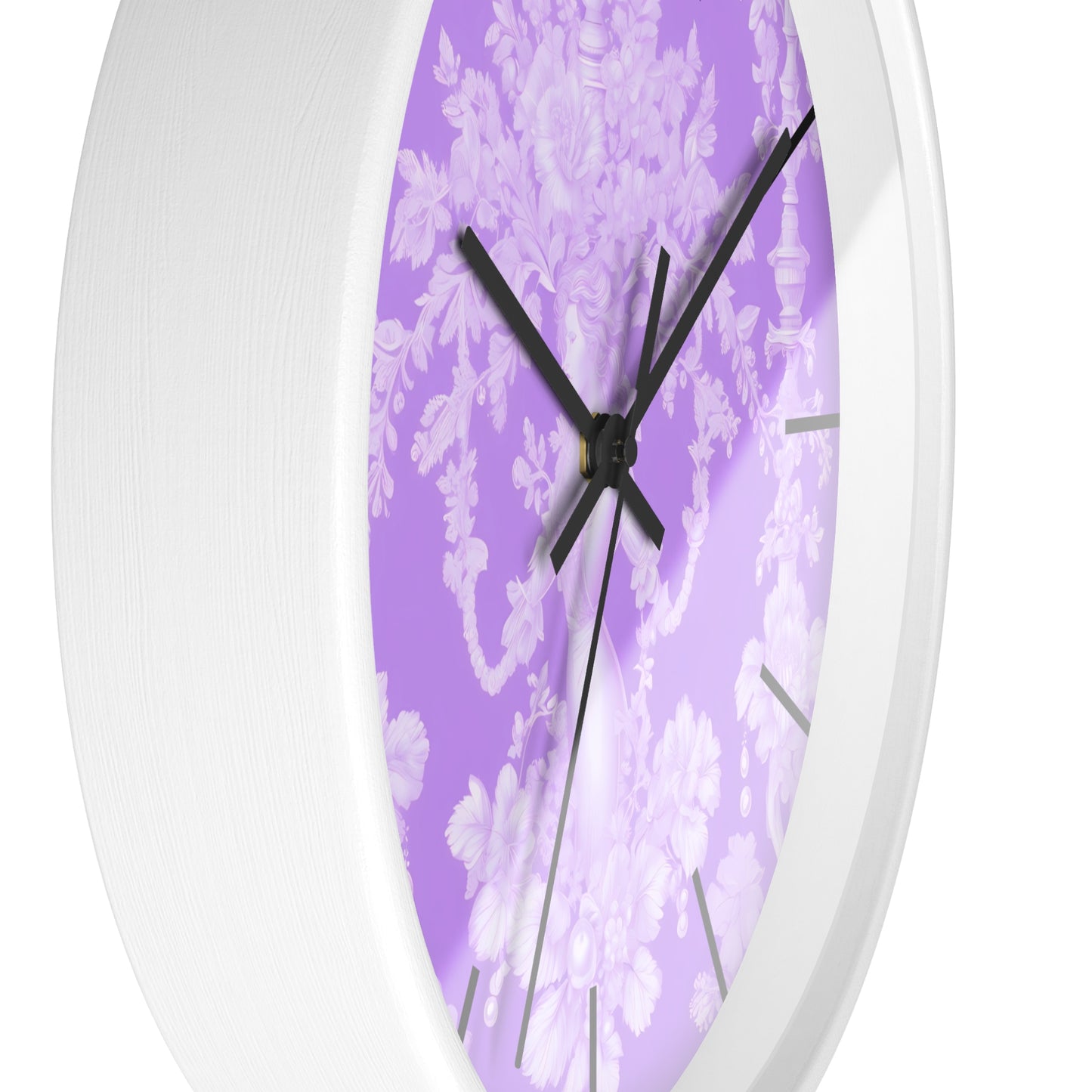 Wall Clock, Pearl Lady Toile / Purple, Hands/Base Variants