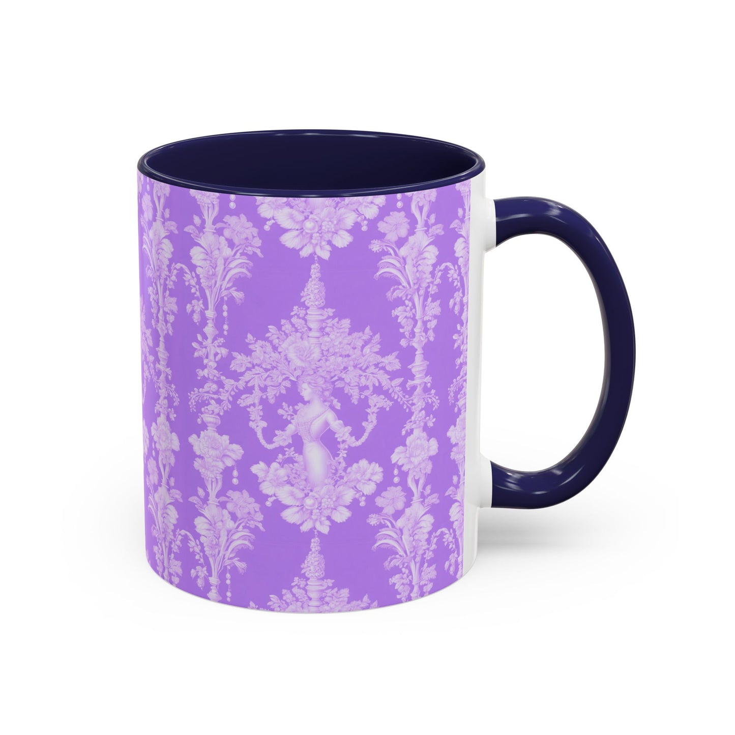 Accent Coffee Mug (11, 15oz), Pearl Lady Toile/Lavender Repeat, Various Colors