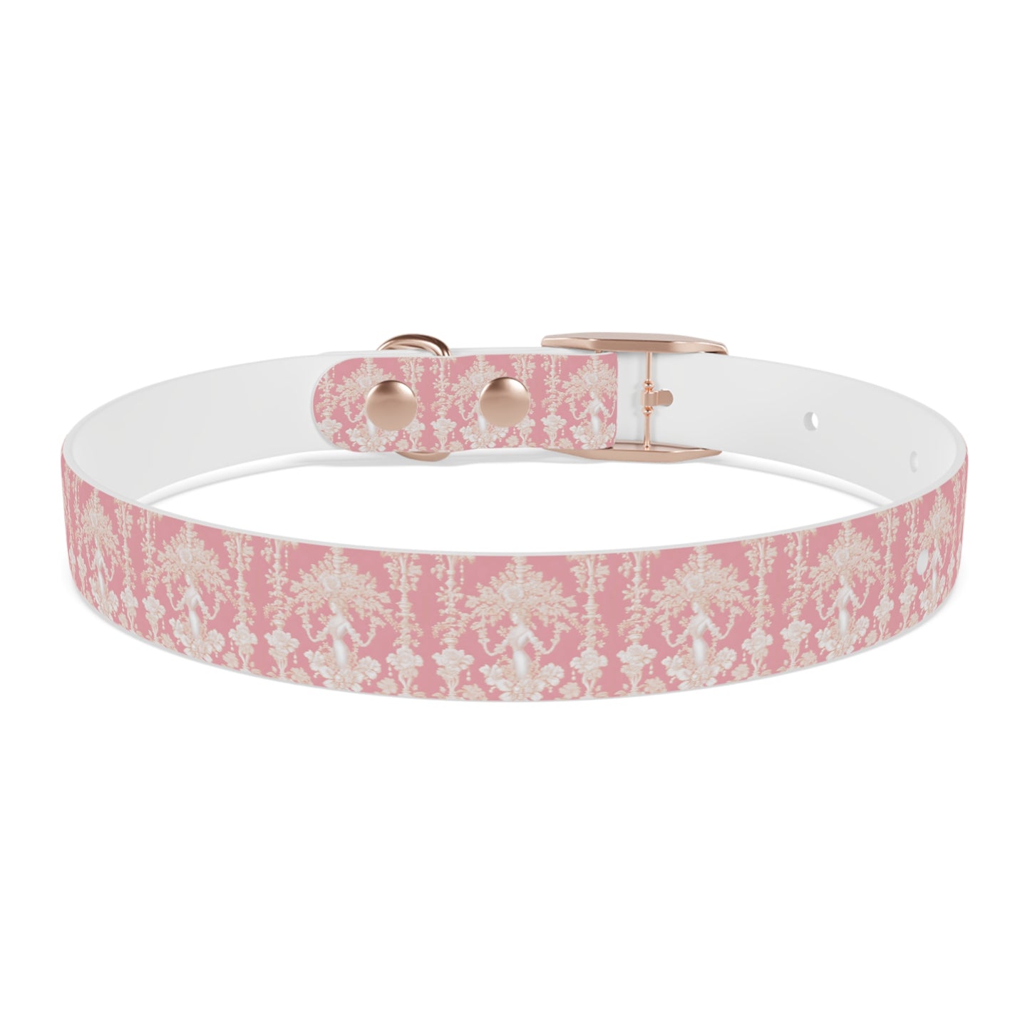 Dog Collar - Pearl Lady Toile, hibiscus pink