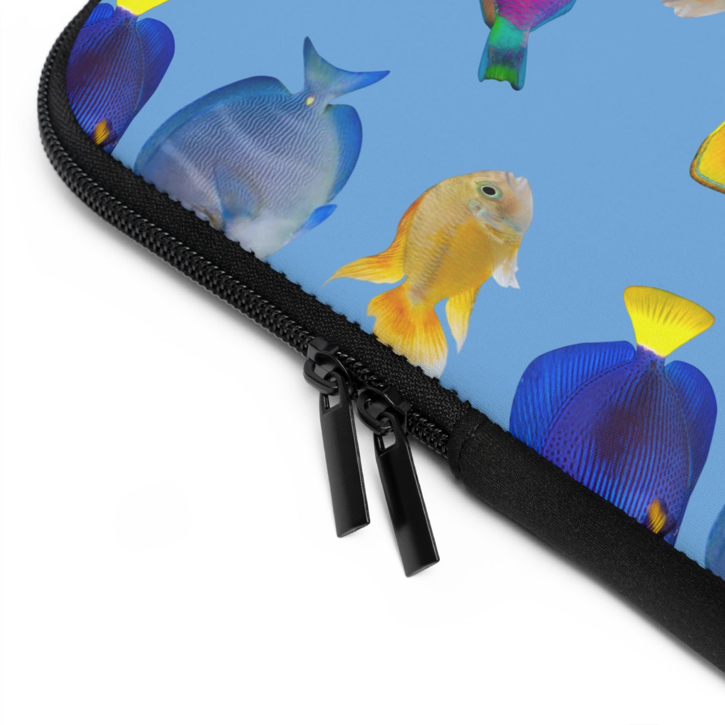 Tropical Laptop Sleeve, 5 Sizes - Perfect for Ocean Lovers & Students / School of Fish, Light Blue