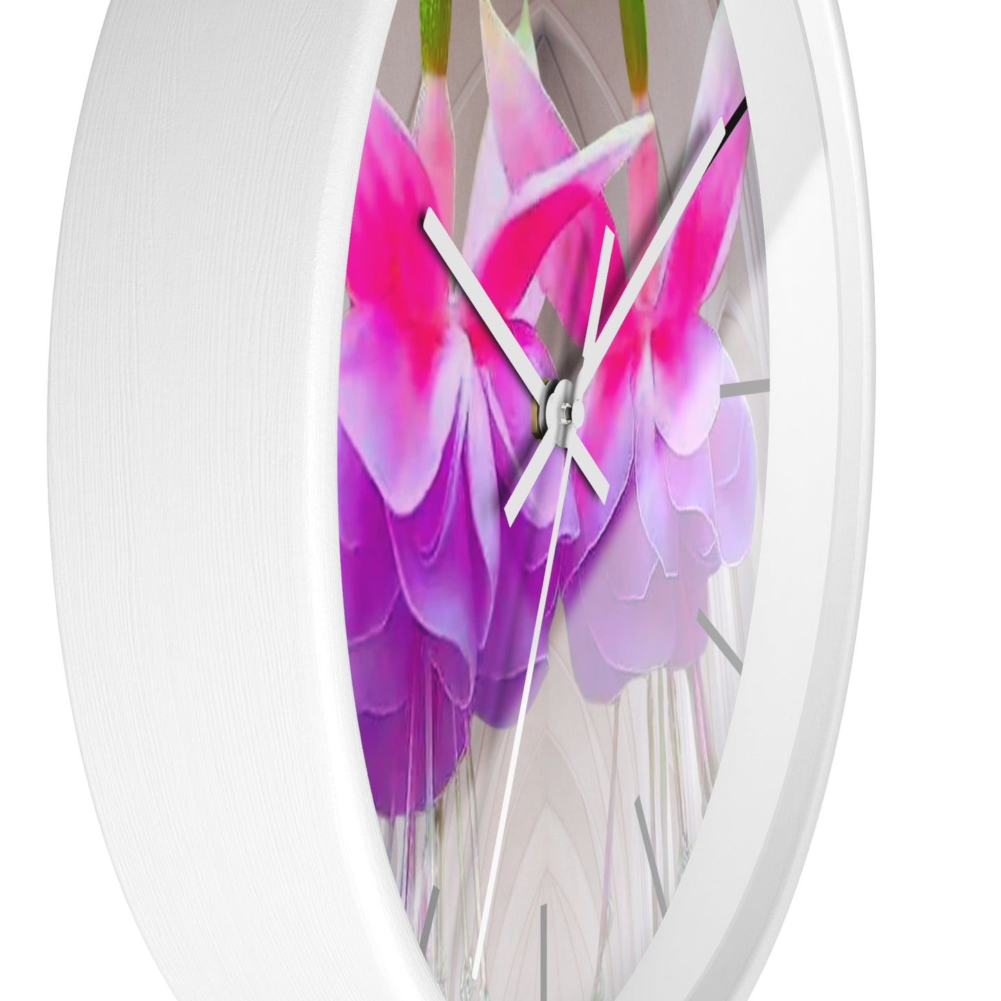 Wall Clock, Two Pink Fuchsias / Gothic, Hands/Base Variants