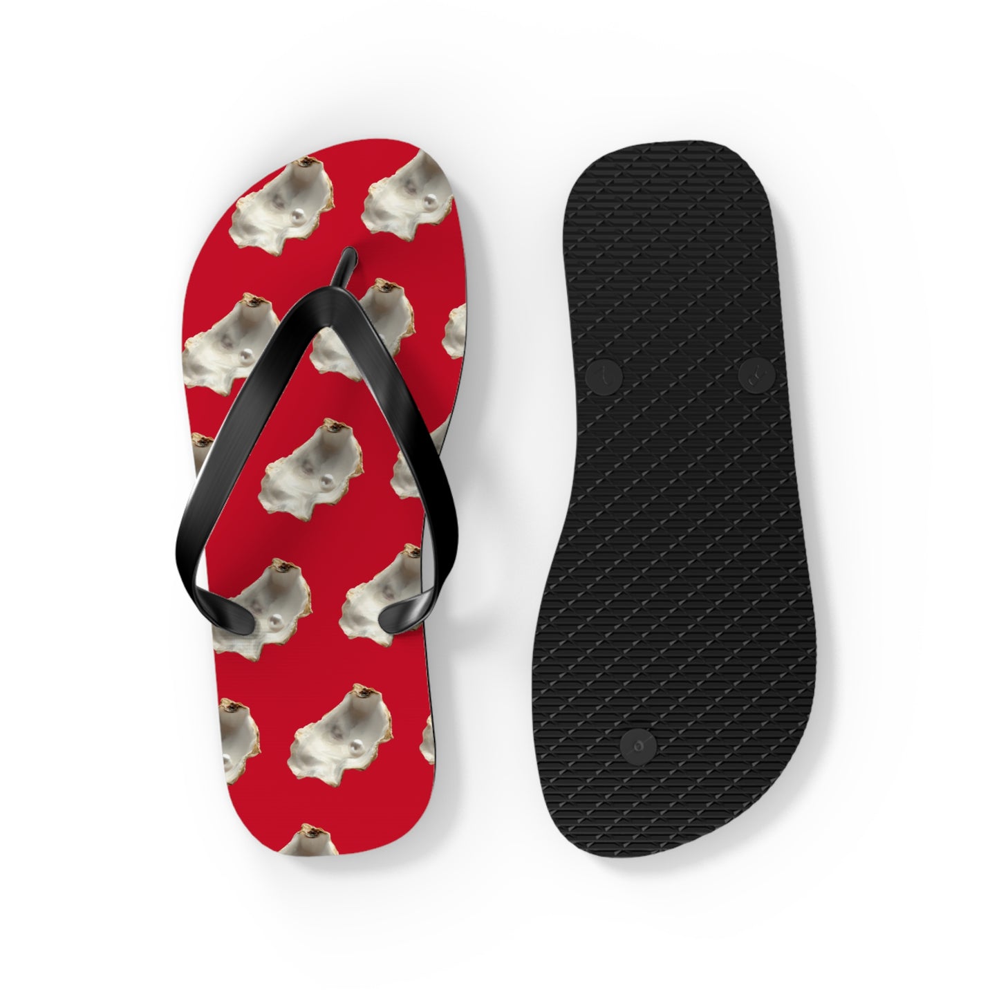 Flip Flops - White Pearl Oyster, dark red