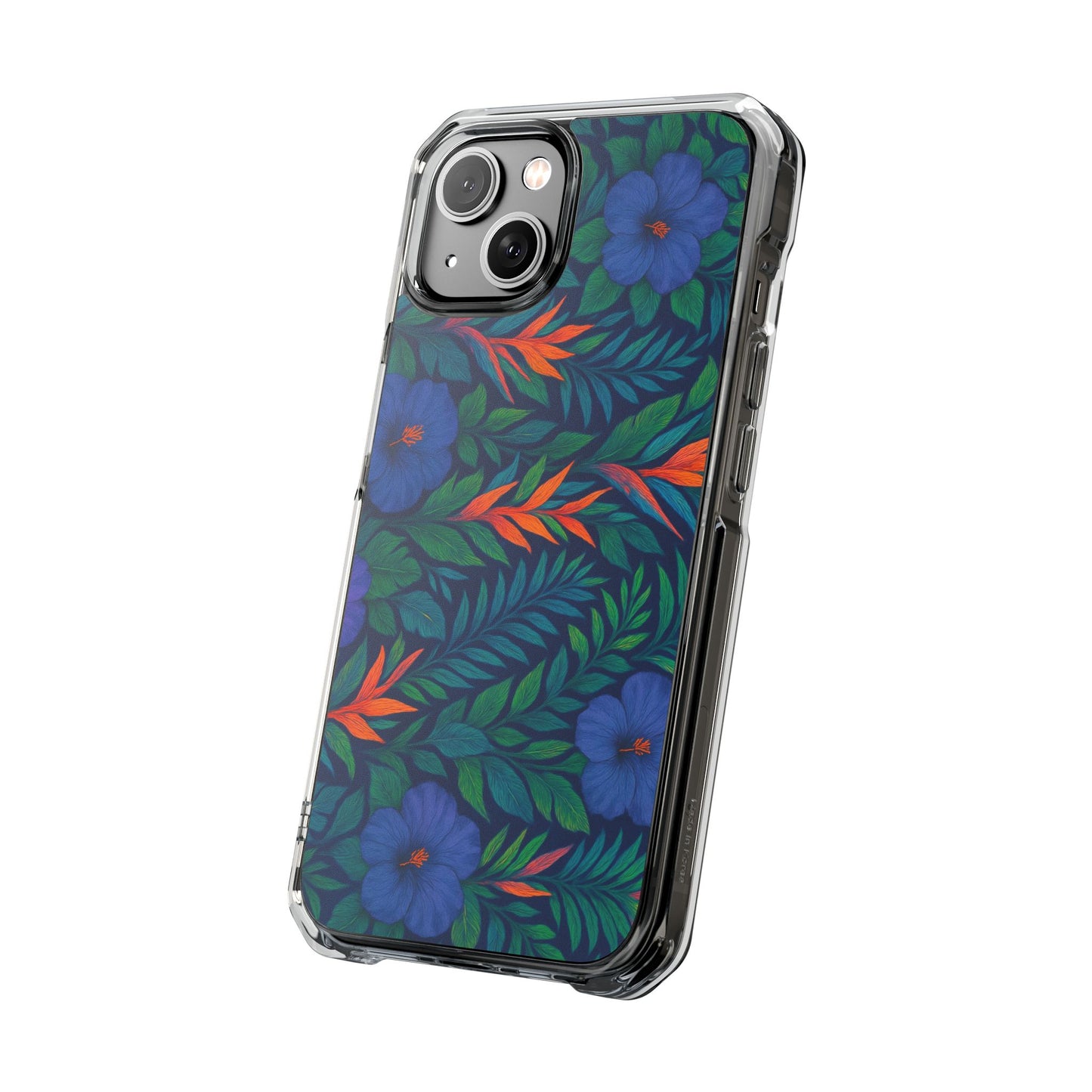 Midnight Flower Navy Magnetic Clear Phone Case, Many Models