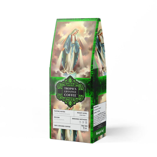 Midnight Surf Blend™ (Medium-Dark Roast) Specialty Grade Craft Coffee, Religious / Our Lady of Grace