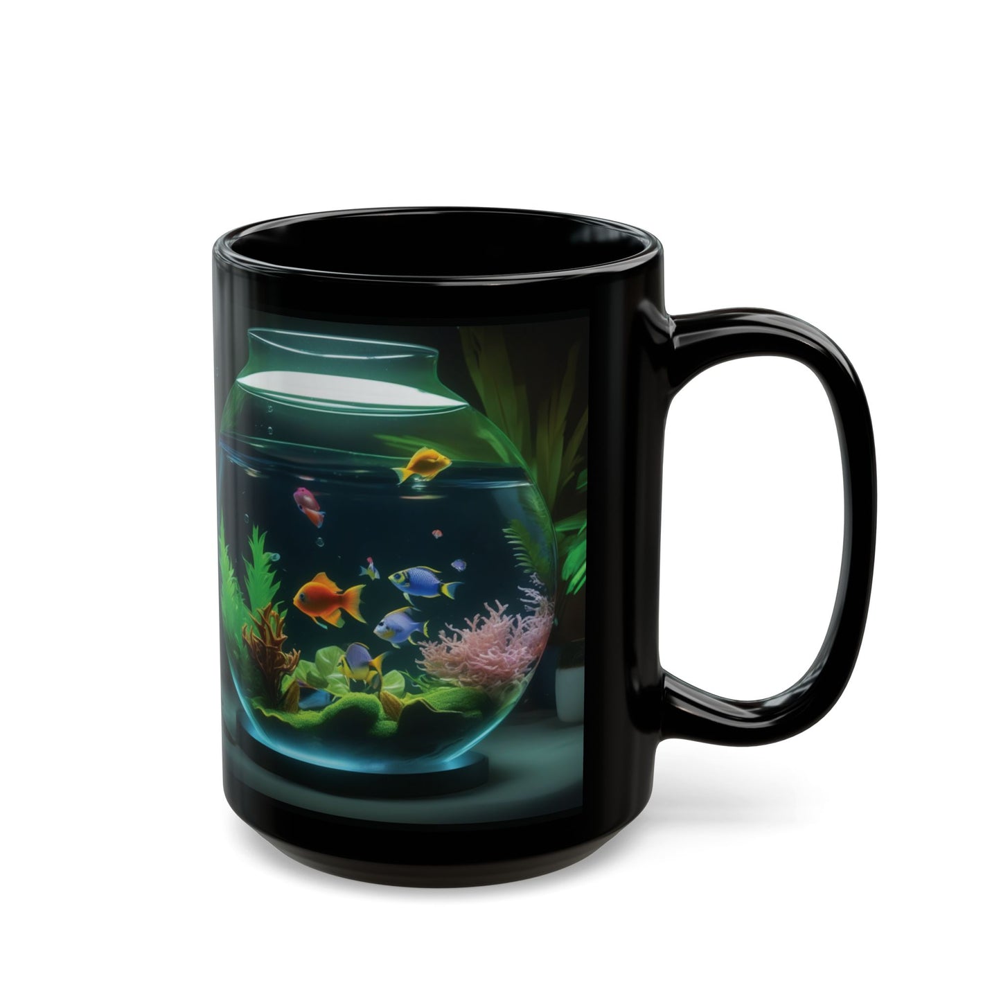 Black Coffee Mug - Tropical Fish Bowl #1