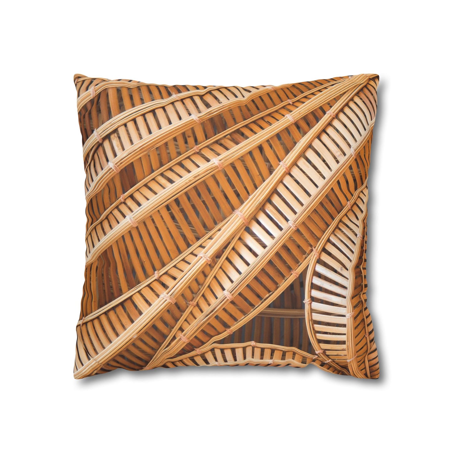 Faux Suede Square Pillowcase - Natural Bamboo Spiral