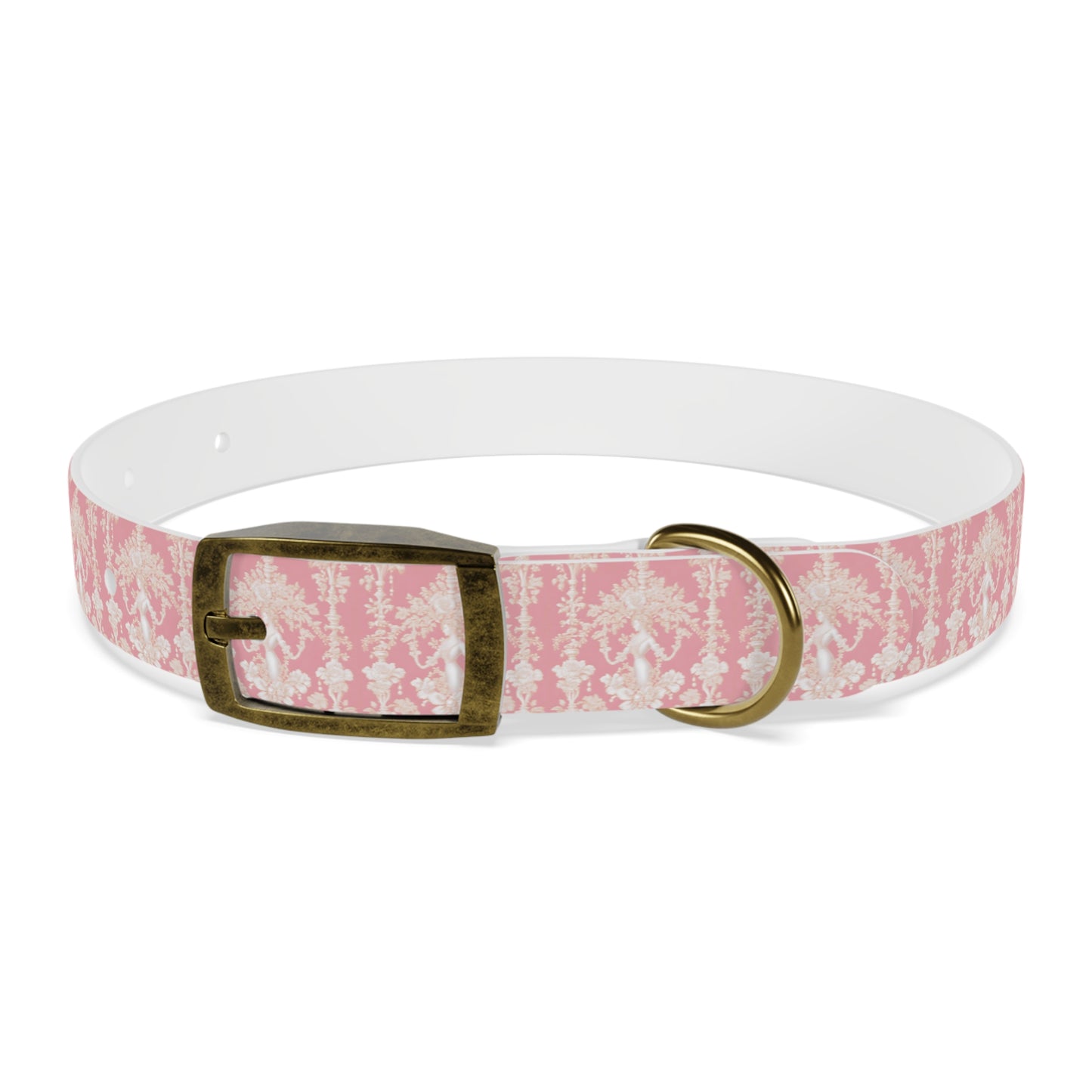 Dog Collar - Pearl Lady Toile, hibiscus pink