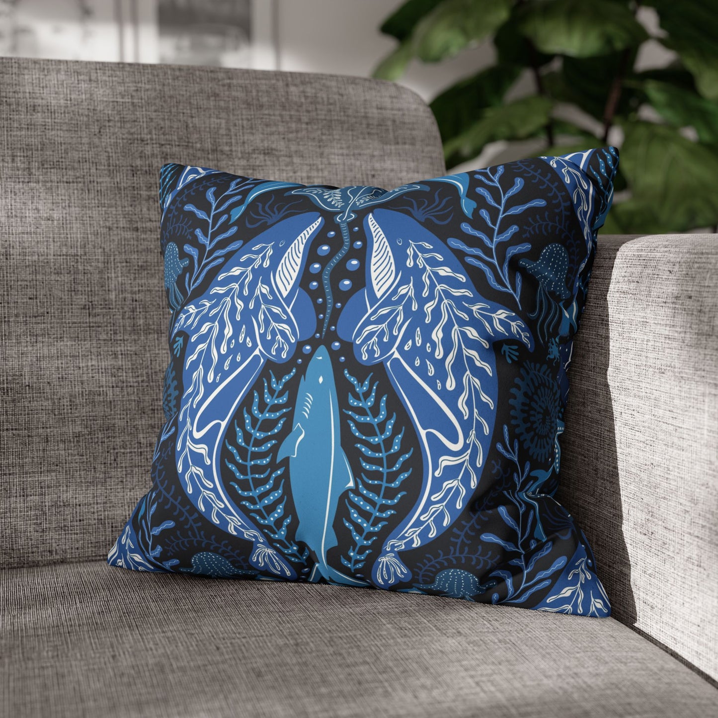 Faux Suede Square Pillowcase - Mystic Ocean, Blue