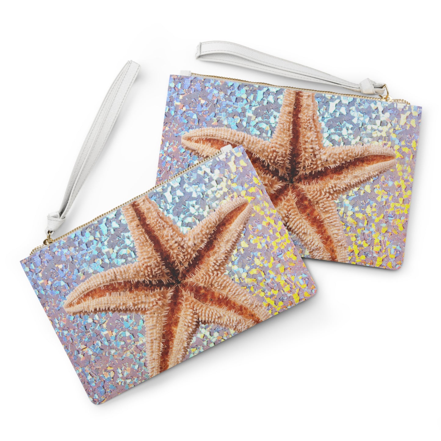 Tropical Faux Leather Clutch Bag - Perfect for Beach Adventures & Summer Vacations / Disco Starfish