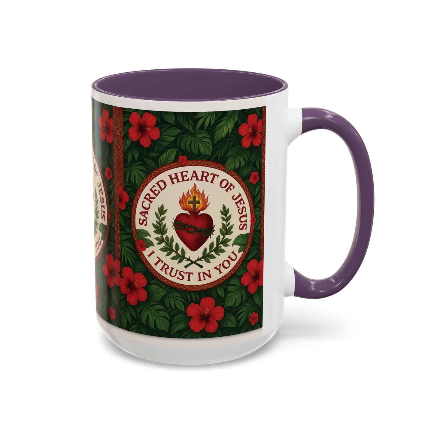 Religious Accent Color Coffee Mug (11, 15oz) / Sacred Heart of Jesus Prayer, Various Colors