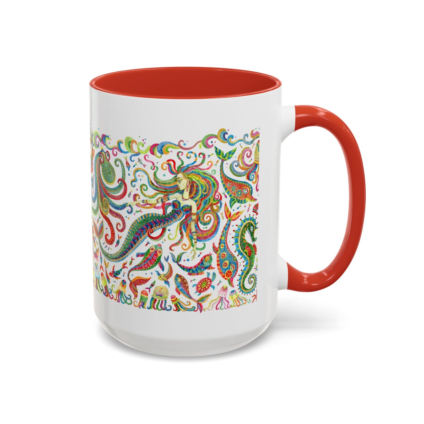 Accent Coffee Mug | Tropical-Inspired Drinkware / Colorful Mermaid Kingdom