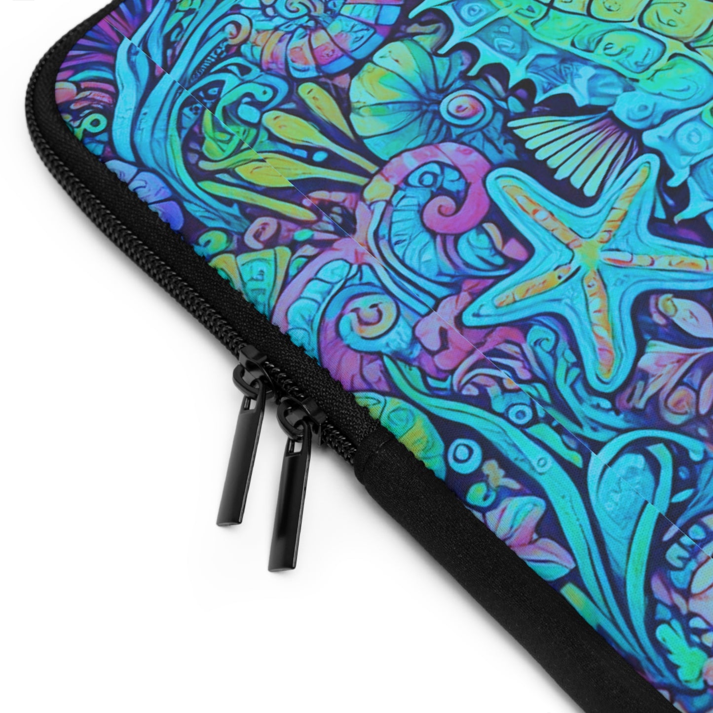 Tropical Laptop Sleeve, 5 Sizes - Perfect for Beach Lovers & Students / Seahorses, Turquoise POP
