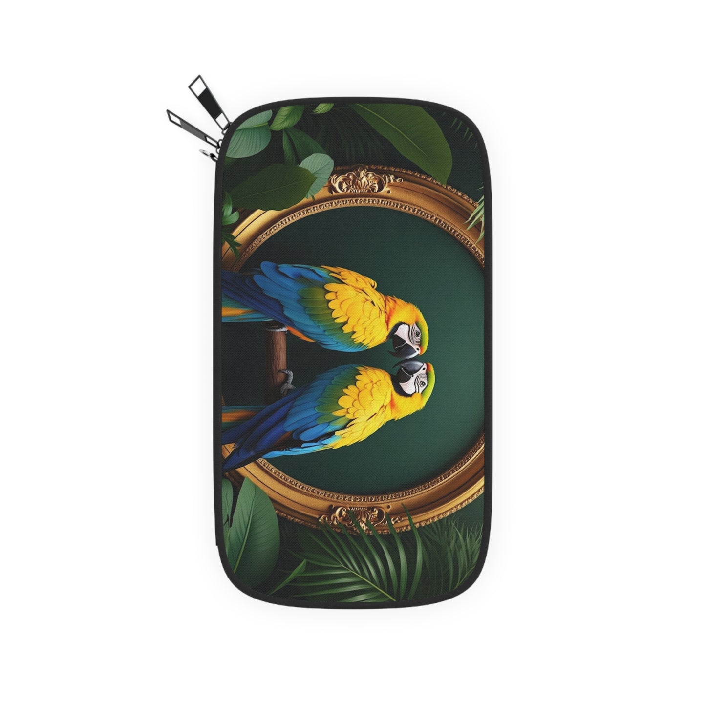 Passport Wallet – Perfect for Travelers & Adventurers / Framed Parrot Pair