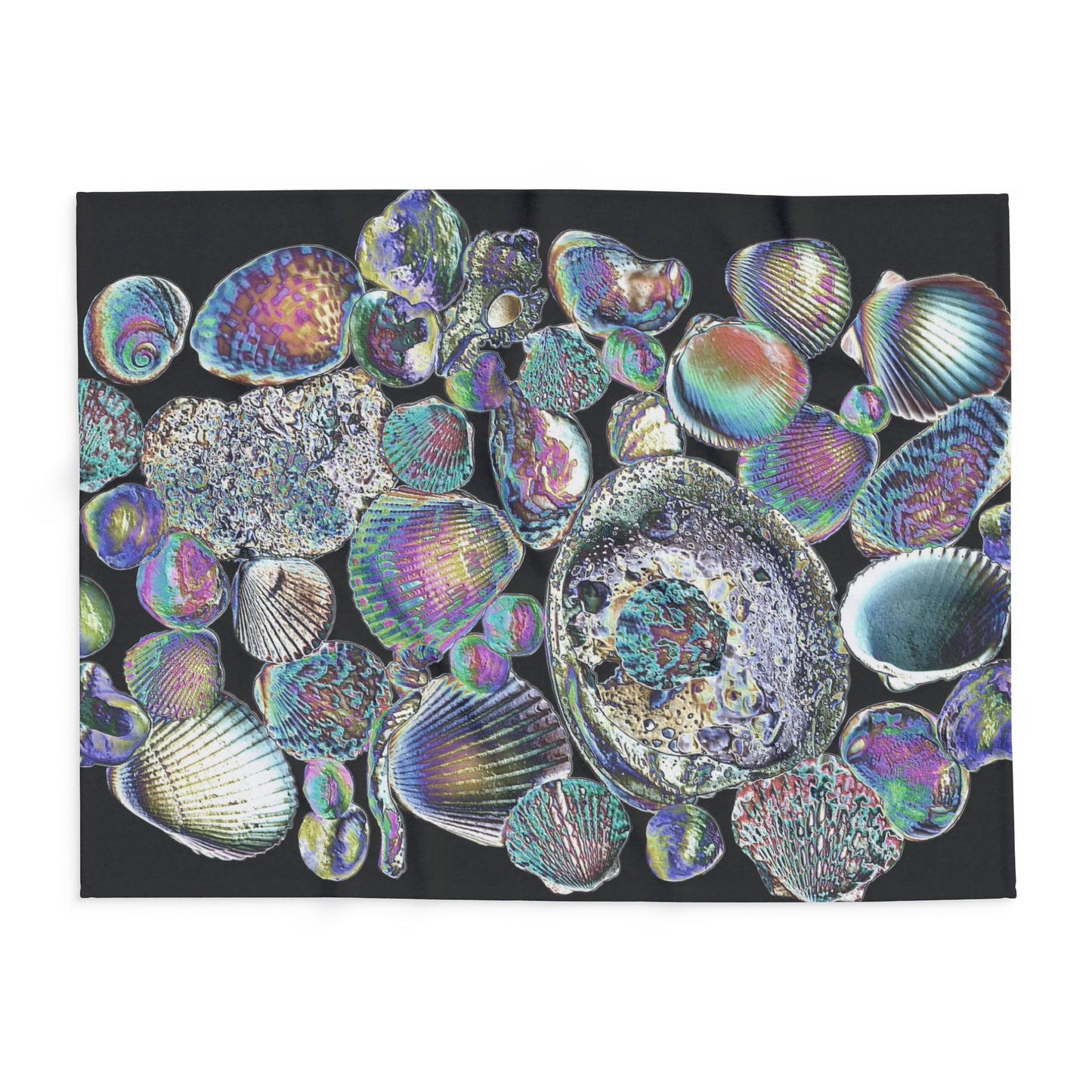 Heatwave Shell Collection in Black Fleece Blanket - Colorful Tropical Design