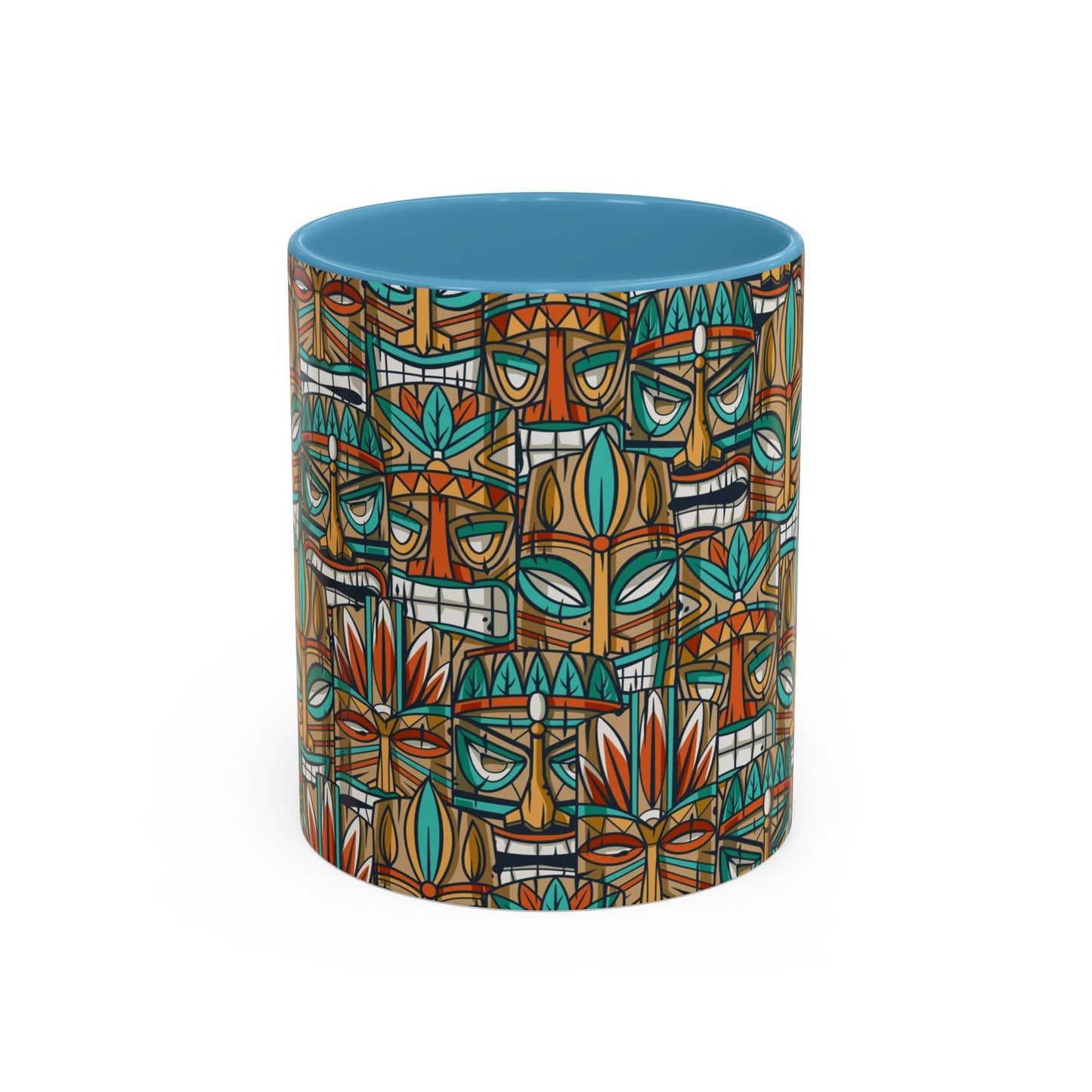 Accent Coffee Mug (11, 15oz), 8 Colors - Turquoise Tiki Party