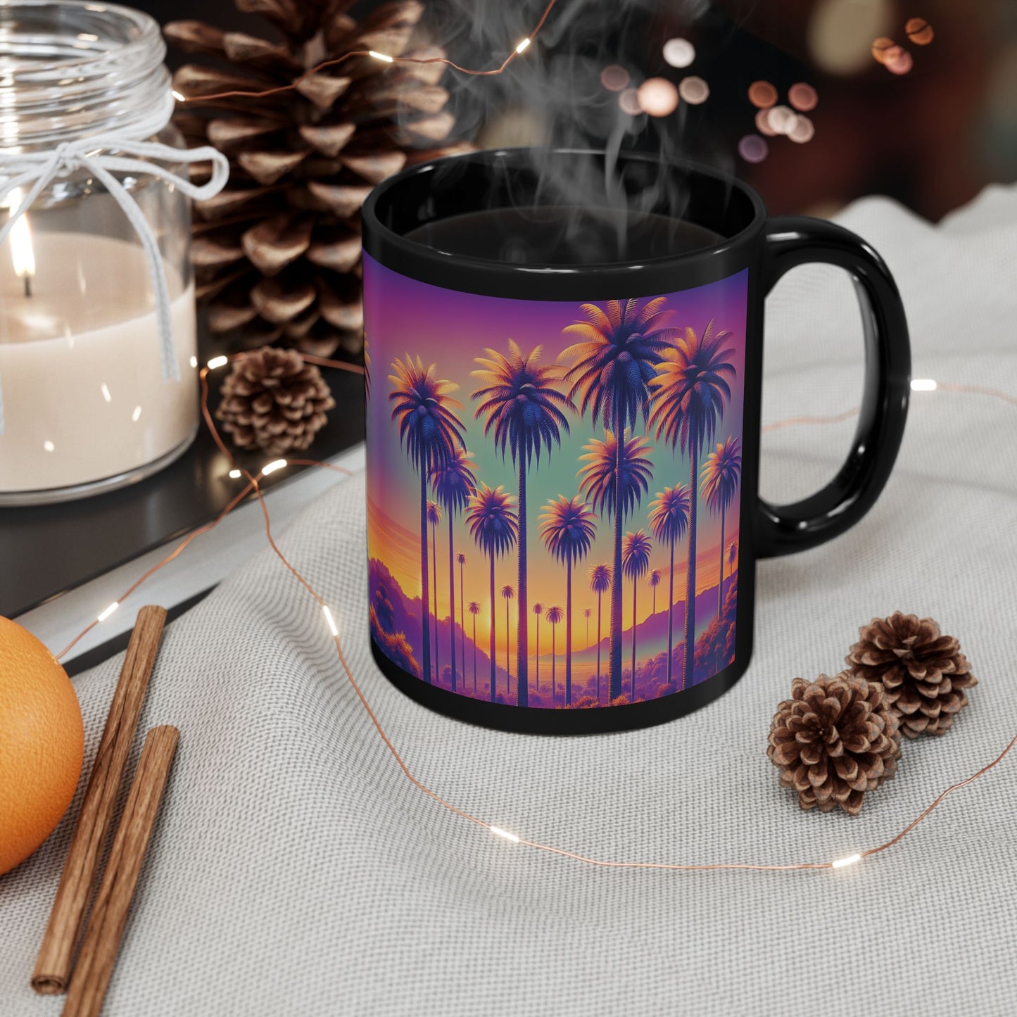 Black Coffee Mug - Sunset Palm Boulevard