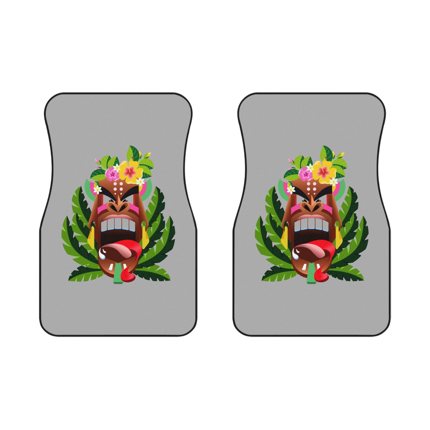 Tropical Tiki Boss Alelo Car Floor Mats - SET of 2, light gray