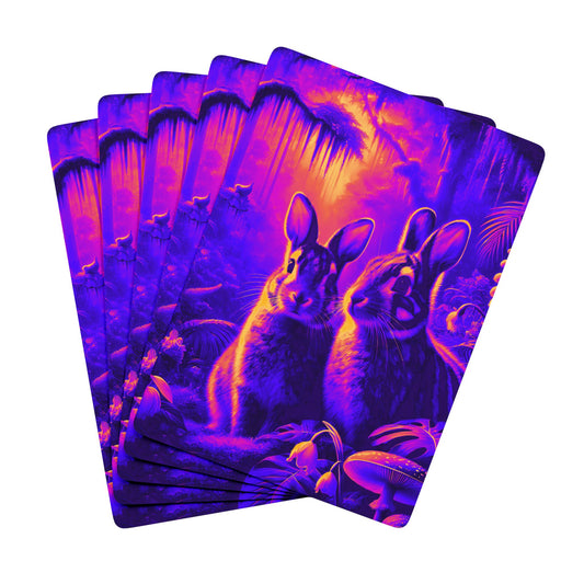 Poker Playing Cards -  Tropical Sumatran Rabbits/Purple Pop