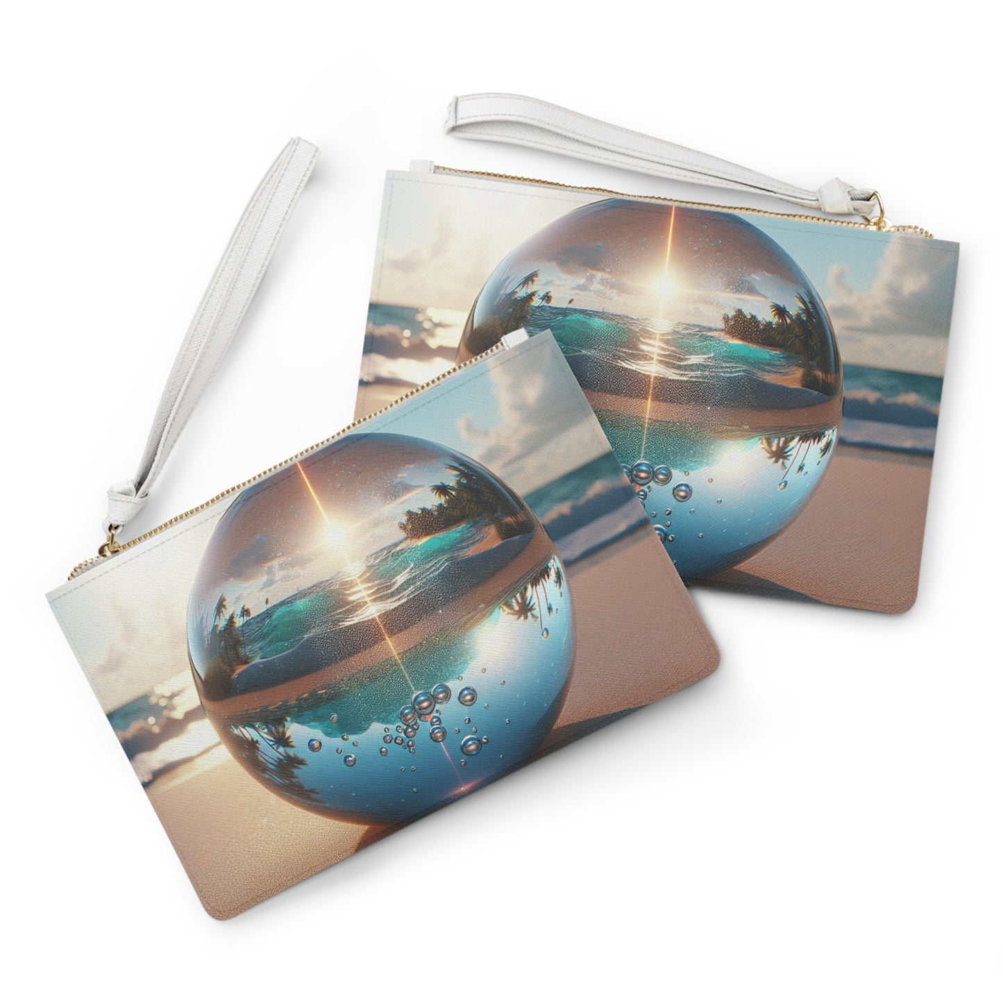 Tropical Faux Leather Clutch Bag - Perfect for Beach Adventures & Summer Vacations / Beach Illusion Ball