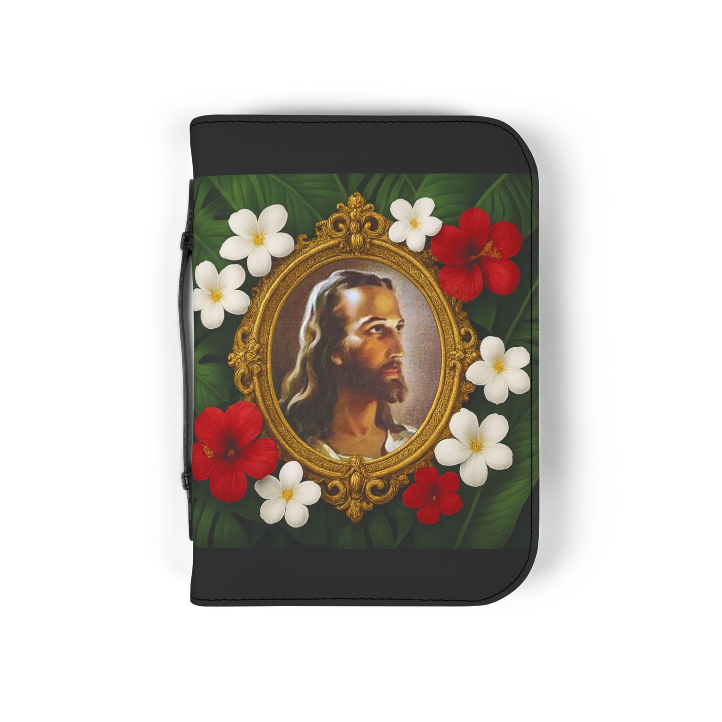 Tropical Jesus Bible Cover, Black / Floral Bible Cover Protector, Church Accessories