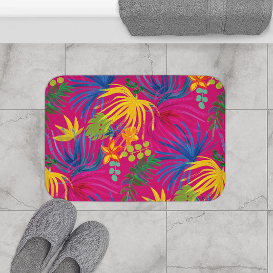 Tropical Bath Mat | Fun and Colorful Bathroom Decor / Exotic Flora