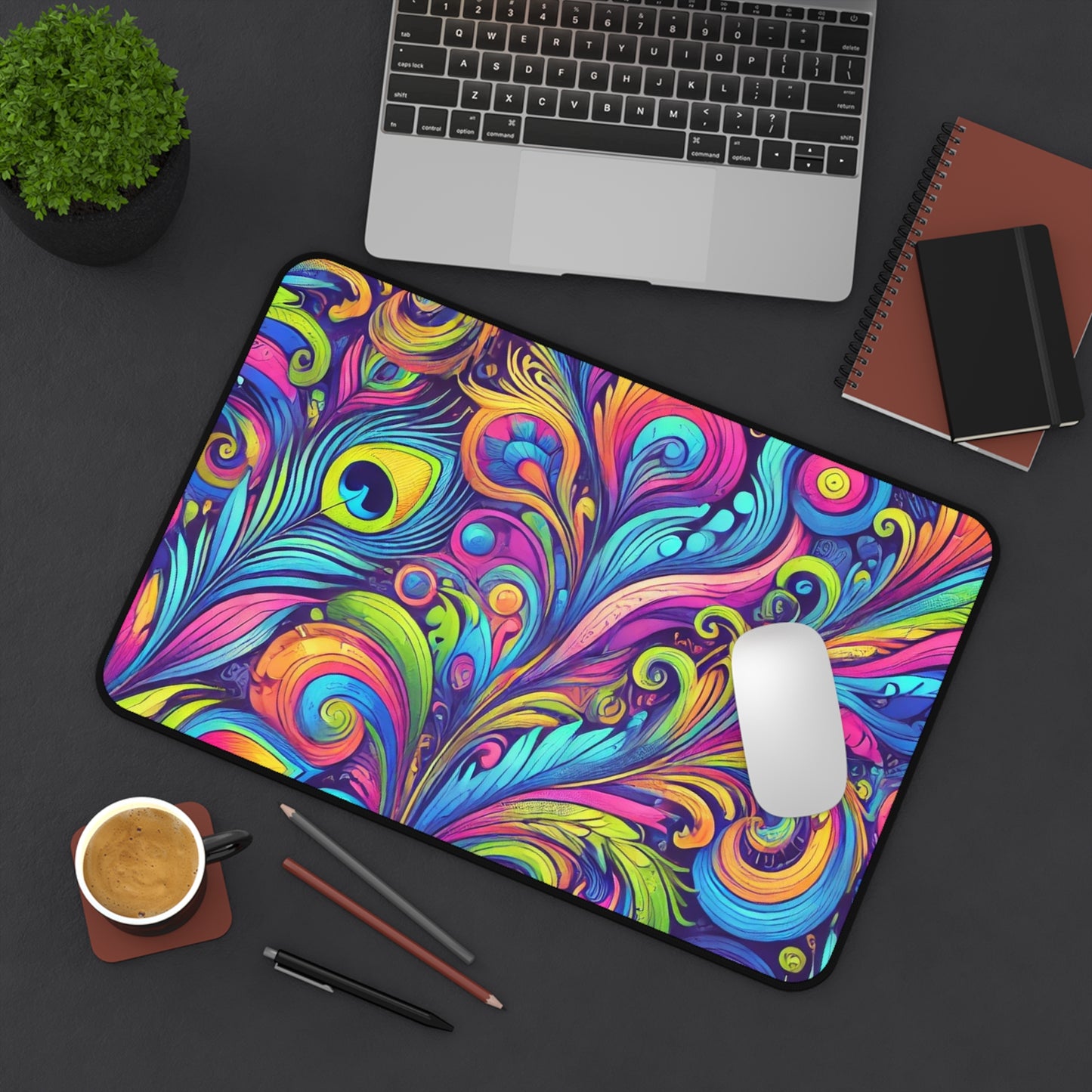 Tropical Mouse Pad/Desk Mat, 2 Sizes - Rainforest Design, Perfect for Home Office / Feather Currents Pop